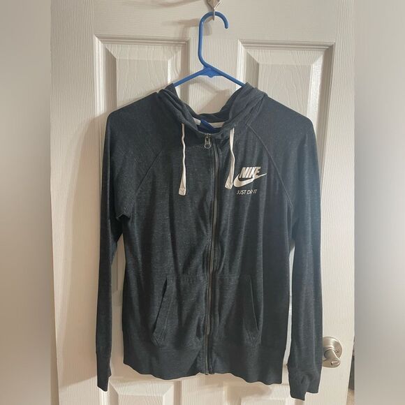 Nike Dark Heathered Gray Sportswear Gym Vintage Zip Hoodie Size Small EUC - Picture 5 of 5